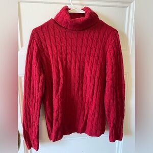 🌻Cozy Red Cable Knit Turtleneck Sweater